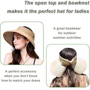 NWOT Roll-Up Straw All Season Fashion Hat with Spiral Pearl Icon Design | Wide B